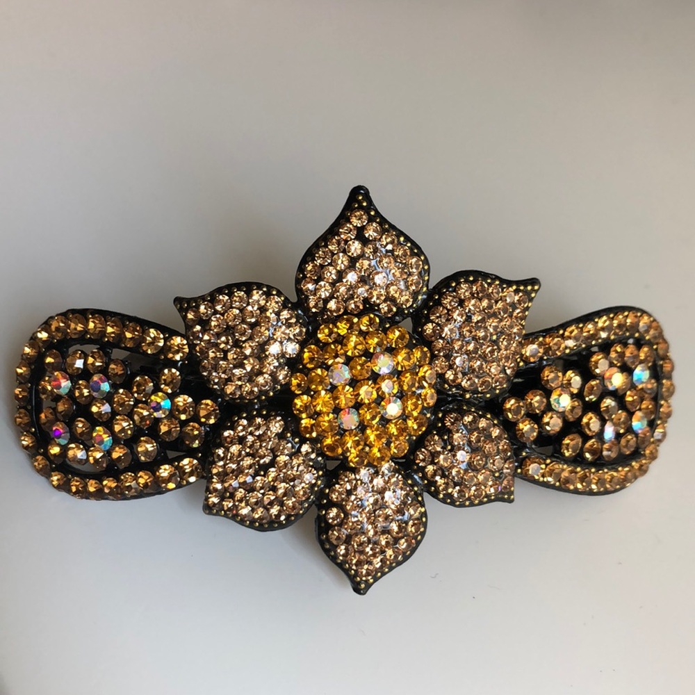 Golden Amber Swarovski Crystal Hair Pin Accessory